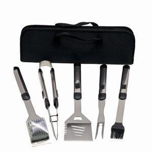 Set ustensile pentru gratar 5 piese KLUGMEISTER KY008, geanta inclusa, furculita + spatula + cleste + doua perii - Img 2