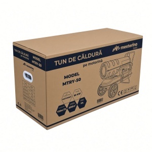 Tun de caldura pe motorina 50KW Mesterino tools MTRY-50, putere ventilator 230W, volum aer: 720m3/h, capacitate rezervor combustibil: 19l - Img 8