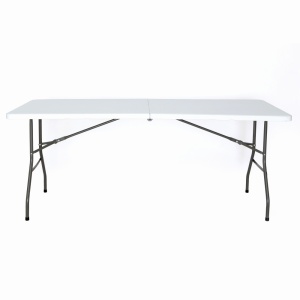 Masa pliabila 4 persoane din otel si HDPE MESTERINO KJC2061,180x70x74 cm, culoare alba