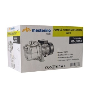 Pompa de suprafata autoamorsanta din inox MESTERINO TOOLS MT-JS100, 750 W, 3.6 m3/h, adancime aspiratie maxima 9 m, inaltime refulare maxima 50 m - Img 4