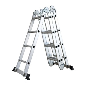 Scara multifunctionala din aluminiu cu balama 4X4 trepte MESTERINO TOOLS MTJL202-4X4, 4.67 metri, greutate maxima suportata 150 kg - Img 2
