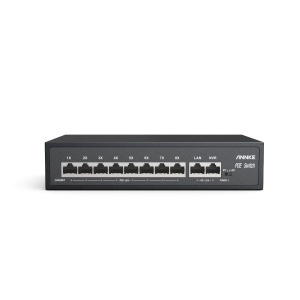 Switch performant ANNKE SW014, PoE, 8 porturi 10/100 Mbps + 2 porturi Uplink, suport VLAN și transmisie 250m, montaj birou/perete