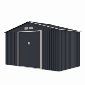 Casuta / magazie de gradina metalica MESTERINO Archer-D-2, gri/bej, 341x195x211 cm, cu usi culisante, baza metalica CADOU - Img 3