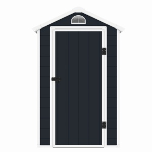 Casuta / magazie de gradina premium, panel plastic si ranforsare metal, MESTERINO AVE-A, Gri/Bej, dimensiuni 134x104x204 cm, usa cu balama, baza metalica
