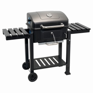 Gratar pe carbuni KLUGMEISTER FT01-017, material otel (husa inclusa), cu tava pentru cenusa, capac si roti de deplasare, suprafata gatire 54x43 cm - Img 3