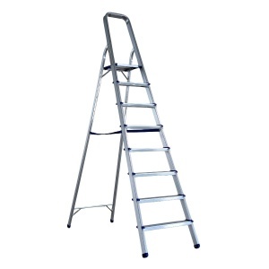 Scara pliabila din aluminiu cu platforma MESTERINO TOOLS MTJL-302-1x8, 8 trepte, 2.1 metri, greutate maxima suportata 120 kg