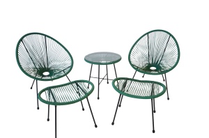 Set mobilier terasa/gradina KLUGMEISTER KLFC042, doua scaune + masa + doua suporturi picioare, verde - Img 3