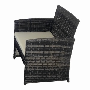 Set mobilier terasa/gradina tip ratan KLUGMEISTER KJFR030, canapea + doua fotolii + masuta din sticla securizata, culoare gri - Img 4