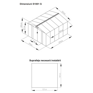 Casuta / magazie de gradina metalica MESTERINO S1001-G gri/bej 321x301x205 cm, usi culisante, baza metalica CADOU - Img 2