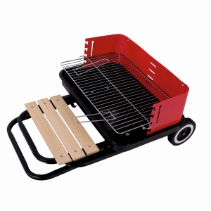 Gratar pe carbuni KLUGMEISTER KY28020F, material otel, cu roti deplasare, gratar detasabil, raft frontal, suprafata gatire 53x35 cm - Img 3