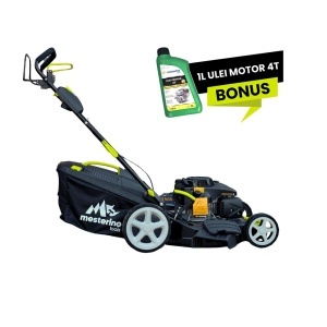 Masina autopropulsata pentru tuns gazonul Mesterino Tools MTBJXPM53N-224 cu motor LONCIN 224cc, 6.1CP, diametru taiere 533mm/21inch, 8 inaltimi de taiere, roti fata 8 inch, roti spate 11 inch, sac colector 60l colectare, evacuare lateral si mulcire - Img 2