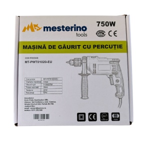 Masina de gaurit cu percutie MESTERINO TOOLS MT-PWT01020-EU, 750 W, 3000 RPM, 48000 BPM, mandrina de maxim 13 mm - Img 4