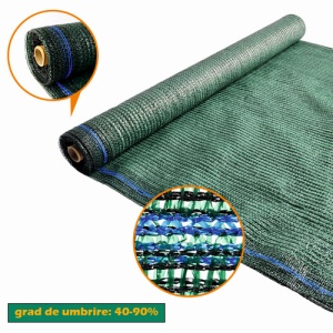 Plasa pentru umbrire, polietilena HDPE pura, MESTERINO 402010040, 2 m X 100 m, grad de umbrire 40%, densitate 40 g/mp, verde inchis, protectie UV/IR - Img 3