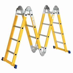 Scara combinata din fibra de sticla MESTERINO TOOLS JL-405B-4X5, 5.8 metri, 4x5 trepte, greutate maxima 150 kg - Img 3