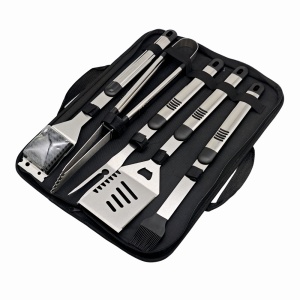 Set ustensile pentru gratar 5 piese KLUGMEISTER KY008, geanta inclusa, furculita + spatula + cleste + doua perii - Img 3