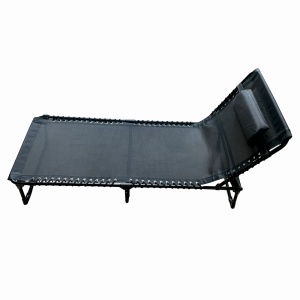 Sezlong pliabil din otel 189x59x34 cm din otel si fir textilene MESTERINO KJF3797, culoare neagra - Img 2