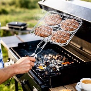 Suport carne hamburger pentru gratar KLUGMEISTER KY5223H, otel inoxidabil, maner termoizolant - Img 3