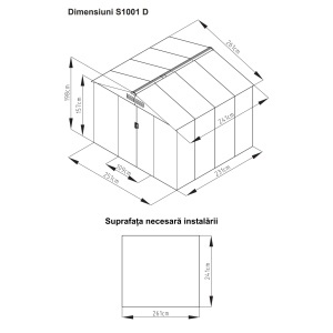 Casuta / magazie de gradina metalica MESTERINO S1001-D gri/bej 261x241x198 cm, usi culisante, baza metalica CADOU - Img 2