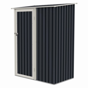 Casuta / magazie de gradina premium metalica, MESTERINO Joy-A, Gri/Bej, dimensiuni 143x89x186 cm, cu usa cu balama si baza metalica - Img 2