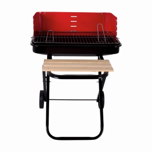 Gratar pe carbuni KLUGMEISTER KY28020F, material otel, cu roti deplasare, gratar detasabil, raft frontal, suprafata gatire 53x35 cm