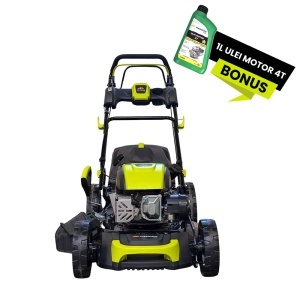 Masina pentru tuns iarba/gazon autopropulsata MESTERINO MTBJXPM51N-196, sasiu de metal, motor 4T 196 cmc, putere 5 CP, diametru taiere 51 cm, 8 nivele de taiere, sac colector 60 litri, evacuare lateral si mulcire - Img 2