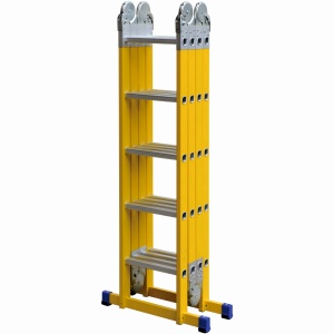 Scara combinata din fibra de sticla MESTERINO TOOLS JL-405B-4X5, 5.8 metri, 4x5 trepte, greutate maxima 150 kg