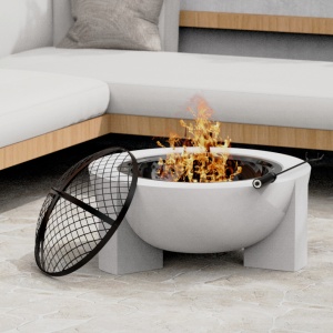 Semineu pentru terasa KLUGMEISTER KY7347FP, material otel cu baza din oxid de magneziu, dimensiuni 73x73x46 cm - Img 4