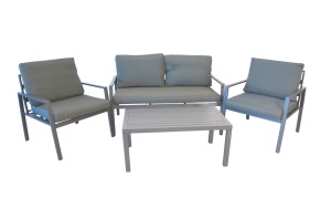 Set mobilier terasa/gradina KLUGMEISTER KJF206, doua fololii + canapea + masuta, cu perne incluse, culoare gri - Img 2