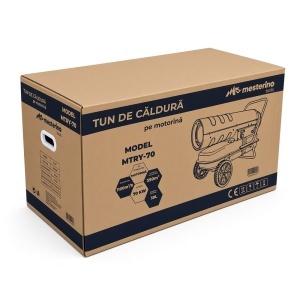 Tun de caldura pe motorina 70KW Mesterino tools MTRY-70, putere ventilator 240W, volum aer: 1100m3/h, capacitate rezervor combustivil: 38l - Img 8