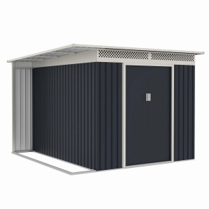 Casuta / magazie de gradina metalica MESTERINO Chester-C, gri/bej, 257x269x187 cm, cu usi culisante, baza metalica CADOU - Img 3