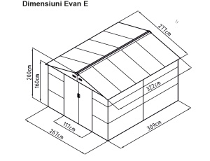 Casuta / magazie de gradina metalica MESTERINO Evan-E, gri/bej, 277x322x200 cm, cu usi culisante, baza metalica CADOU - Img 2