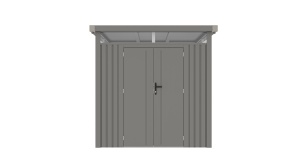 Casuta / magazie de gradina premium metalica, KLUGMEISTER Anna-B Gri Aluminiu, dimensiuni 230x230x222 cm, cu fereastra si baza metalica - Img 2