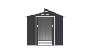 Casuta / magazie de gradina premium metalica, MESTERINO Oscar B Gri/Bej, dimensiuni 220x193x214 cm, cu baza metalica - Img 3