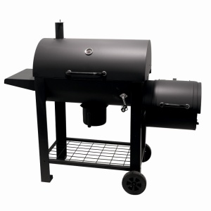 Gratar pe carbuni cu afumatoare KLUGMEISTER KY23020G, material otel, cu capac si roti de deplasare, suprafata gatire 66x42 cm - Img 2