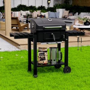 Gratar pe carbuni KLUGMEISTER FT01-017, material otel (husa inclusa), cu tava pentru cenusa, capac si roti de deplasare, suprafata gatire 54x43 cm - Img 4