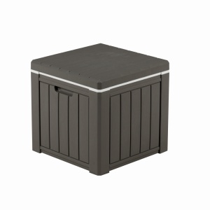 Lada depozitare pentru terasa/gradina din HDPE KLUGMEISTER KJF3146, 42x42x40.1 cm, volum 37 litri, culoare gri
