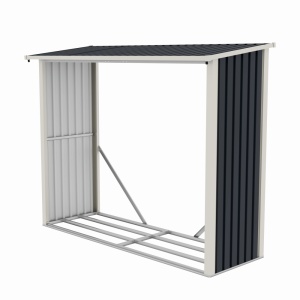 Magazie de lemne, pentru depozitare ideala, din metal zincat vopsit MESTERINO WA-B, Gri/Bej, dimensiuni 242x89x190 cm - Img 3
