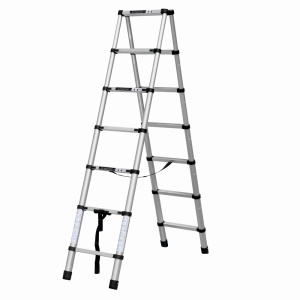 Scara telescopica din aluminiu dubla MESTERINO TOOLS JL-101-2X2.0, 2+2 metri, 2x7 trepte, greutate maxima 150 kg - Img 2