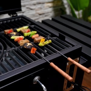 Set frigarui pentru gratar 6 piese KLUGMEISTER KY3931, material inox, maner de lemn - Img 3