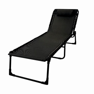 Sezlong pliabil din otel 189x59x34 cm din otel si fir textilene MESTERINO KJF3797, culoare neagra