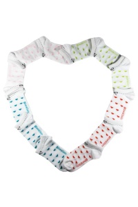 Set 12 perechi de sosete scurte fashion din bumbac pieptanat cu model si inscriptie, Overall, Inimioare