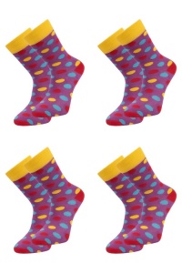Set 4 perechi de sosete din bumbac pieptanat si lycra cu motive colorate dama, Overall, Eco Lycra - Img 3
