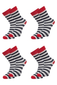 Set 4 perechi de sosete din bumbac pieptanat si lycra cu motive colorate dama, Overall, Eco Lycra