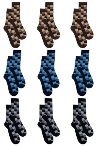 Set 9 perechi de sosete medii-casual cu model si design 3D din bumbac pieptanat pentru barbati, Overall, Cuburi 3D - Img 3