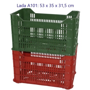 Lada plastic A101 pentru depozitarea si transportul de legume, fructe, produse de panificatie dar si a diverselor marfuri industriale.