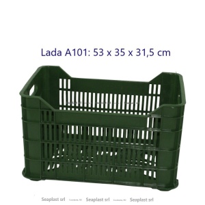 Lada plastic A101 pentru depozitarea si transportul de legume, fructe, produse de panificatie dar si a diverselor marfuri industriale.
