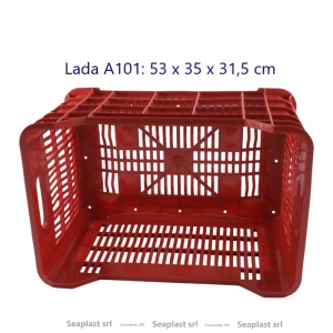 Lada plastic A101 pentru depozitarea si transportul de legume, fructe, produse de panificatie dar si a diverselor marfuri industriale.