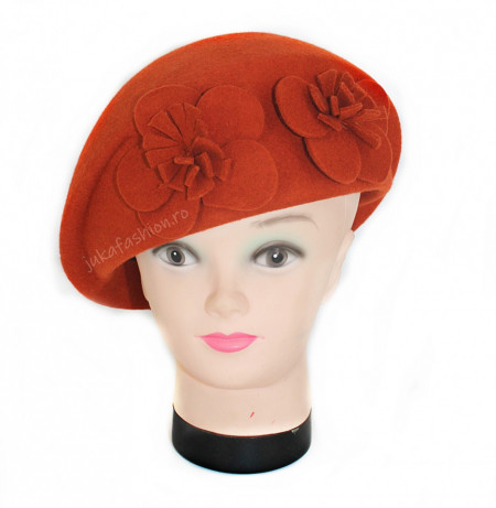 *Basca tip Toca "Brigitte" Caramizie by JukaFashion.ro