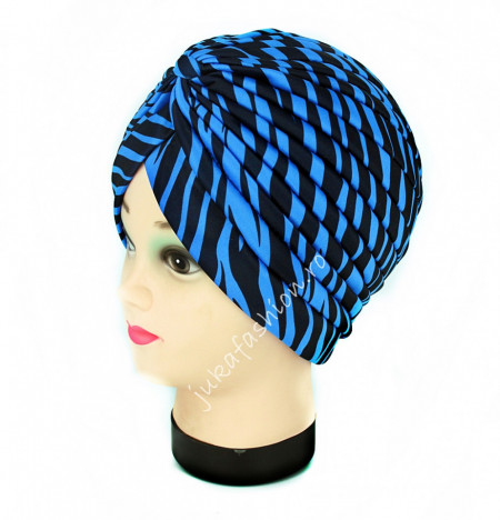 Turban Femei "Zebra" Bleu by jukafashion.ro