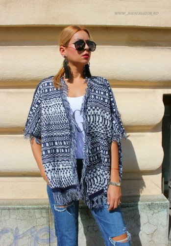 Cardigan 'Azteca" Marine by JukaFashion.ro (2018)